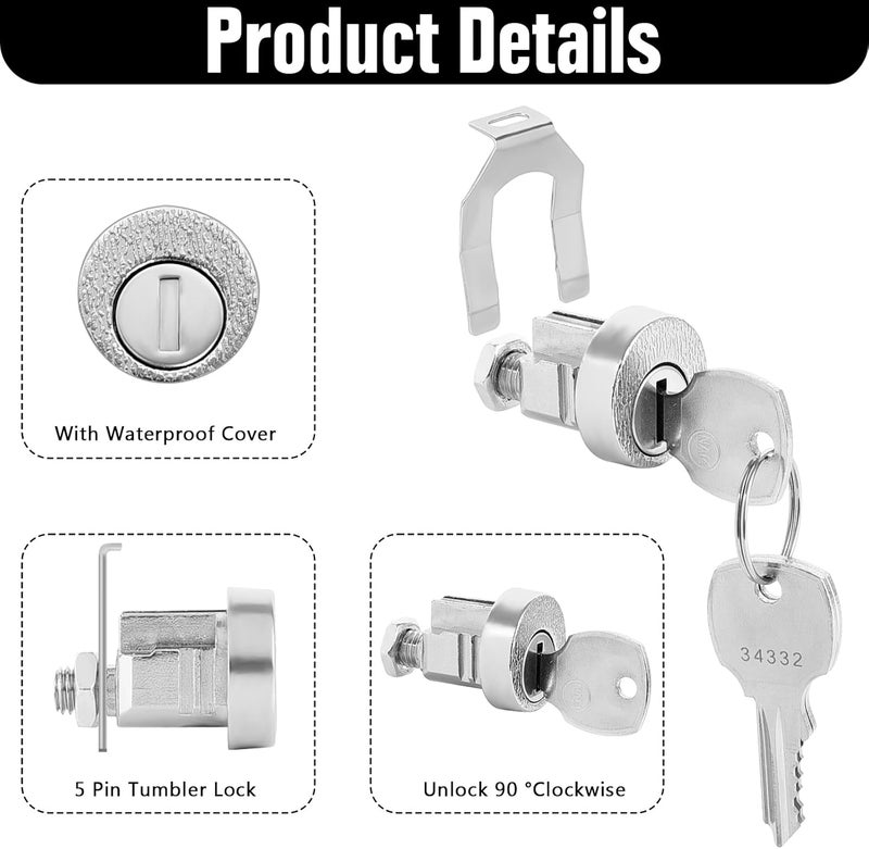 Funnytek Mailbox Lock Replacement C9100, National Mailbox Lock Compatible with L-1172C Cluster Mailbox with 3 Keys, Nickel Finish (1 Pack) - Image 3